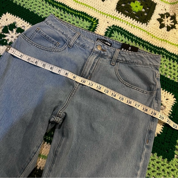 Fashion Nova Low Rider Slouch Fit Jeans Light Blue - Picture 10 of 13